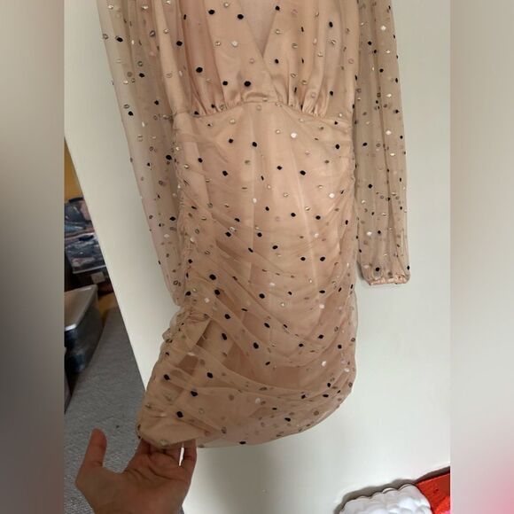Revolve Majorelle Pink Sheer Plunge Minidress - Picture 3 of 13
